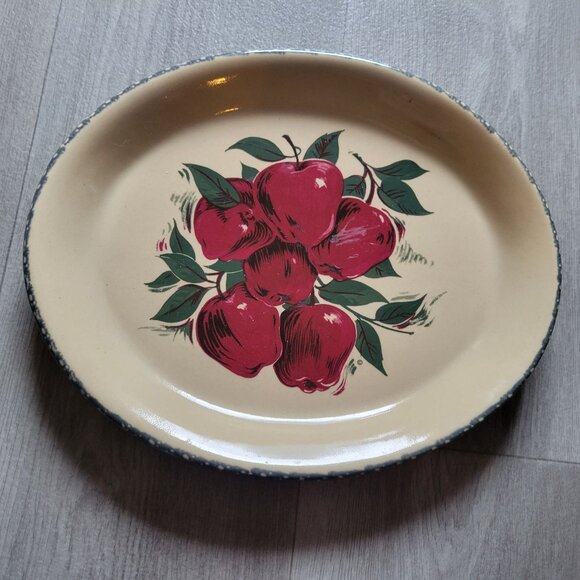 Home & Garden Party Classic Apple Pattern Oval Casserole Dish Made In USA 13x11 - Picture 1 of 6